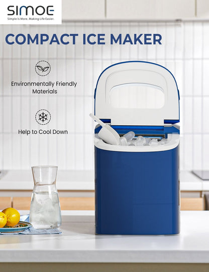 Mini Portable Compact Electric Ice Maker Machine, Navy