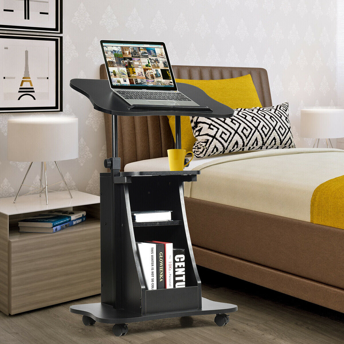 Height Adjustable Sit To Stand Laptop Desk Cart, Black Laptop Tables & Printer Stands at Gallery Canada