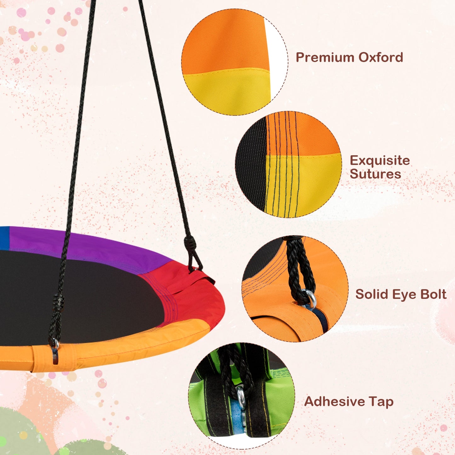 40 Inch 770 Lbs Flying Saucer Tree Swing, With 2 Tree Hanging Straps, Multicolor Swing & Playsets at Gallery Canada
