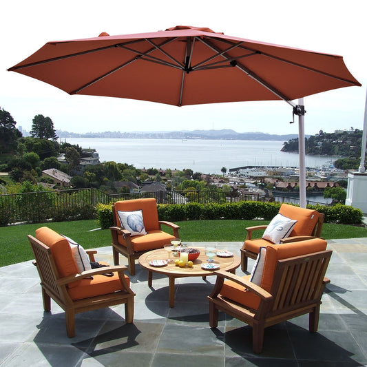 11 Feet Cantilever Umbrella, Aluminum, 360 Rotation, Tilt, Brick Red Outdoor Umbrellas Rust Red at Gallery Canada
