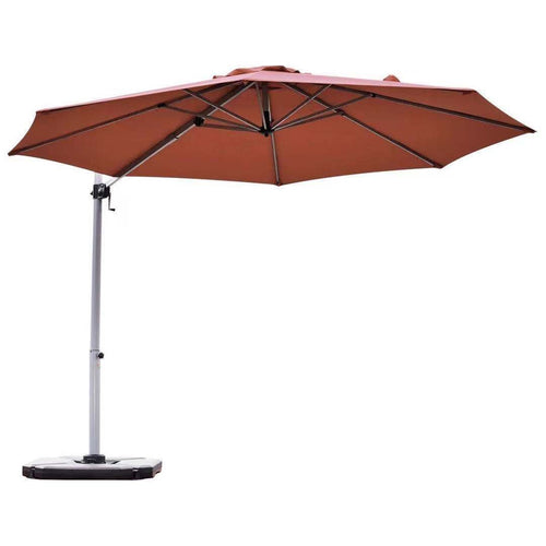 11 Feet Patio Offset Cantilever Umbrella 360° Rotation Aluminum Tilt, Brick Red