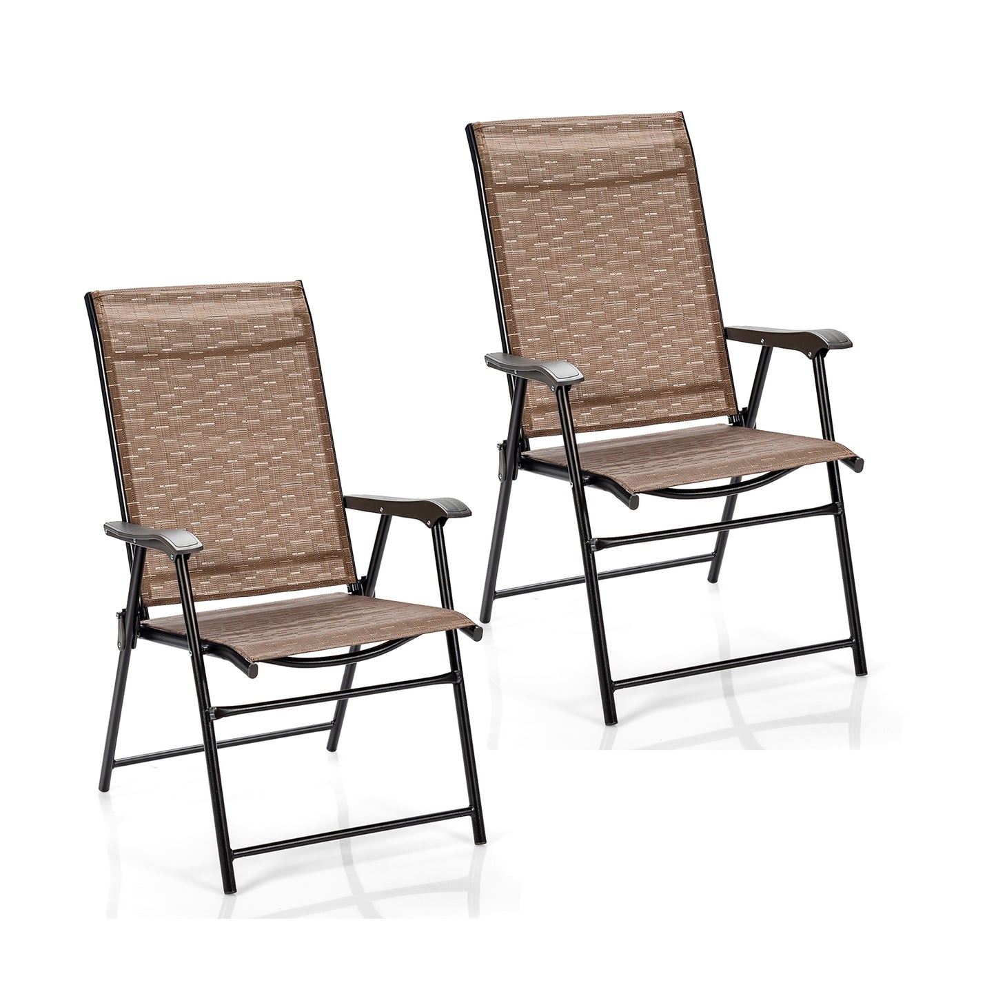 Outdoor Patio Folding Chair With Armrest, 2 Pieces, Brown Patio Dining Chairs at Gallery Canada