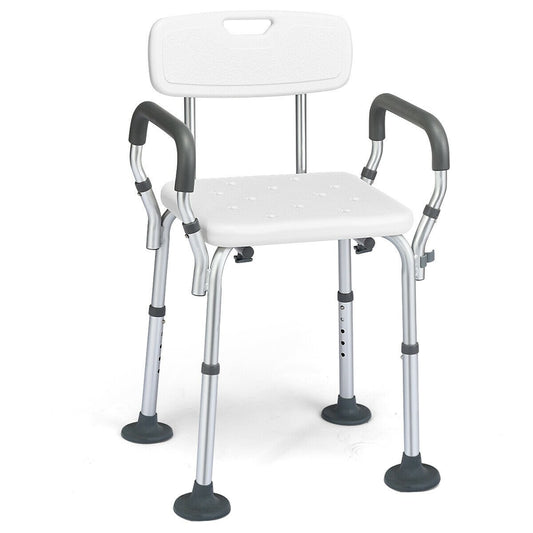 Shower Chair Spa Bathtub with Removable Armrests and Back, Silver