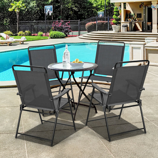 4 Piece Portable Outdoor Folding Chair, Gray Patio Dining Chairs Gray at Gallery Canada