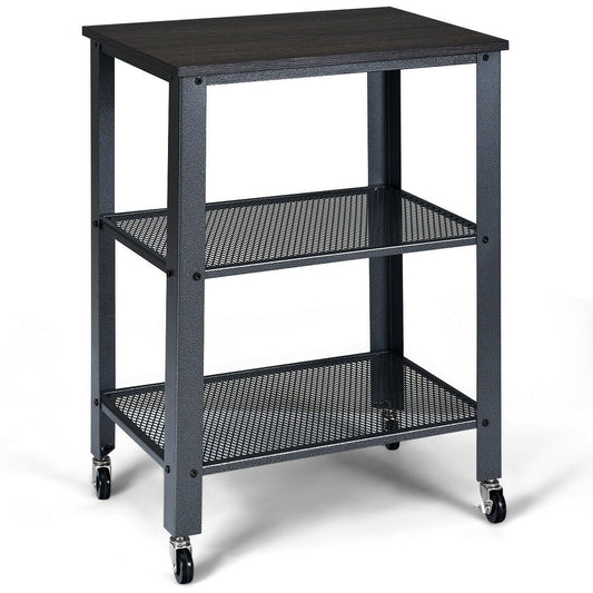 3-Tier Kitchen Utility  Industrial Cart with Storage, Black at Gallery Canada