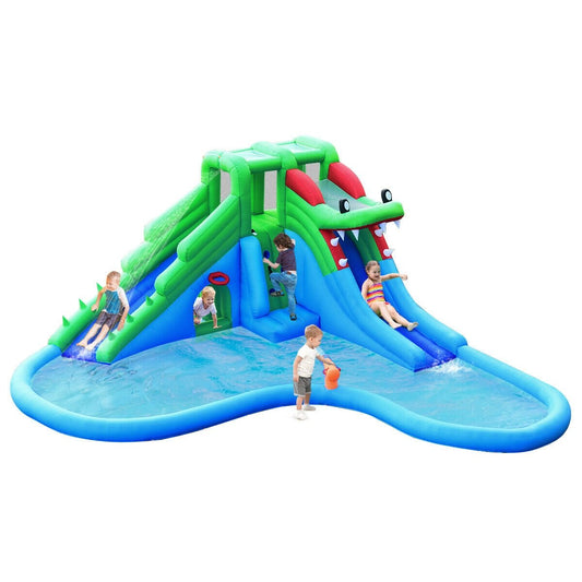 Inflatable Water Park Crocodile Bouncer Dual Slide Climbing Wall Without Blower at Gallery Canada