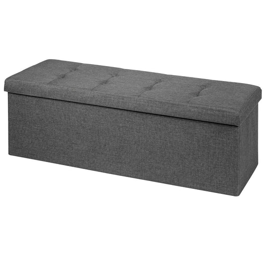 Large Fabric Folding Storage Chest with Smart lift Divider Bed End Ottoman Bench, Dark Gray at Gallery Canada