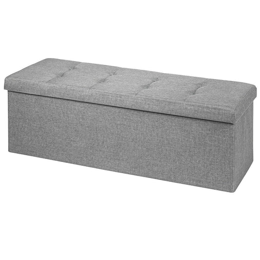 Large Fabric Folding Storage Chest with Smart lift Divider Bed End Ottoman Bench, Light Gray at Gallery Canada
