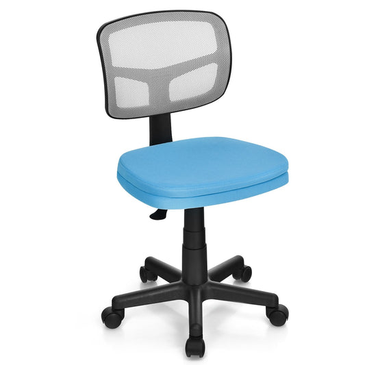 Armless Computer Chair with Height Adjustment and Breathable Mesh for Home Office, Blue at Gallery Canada