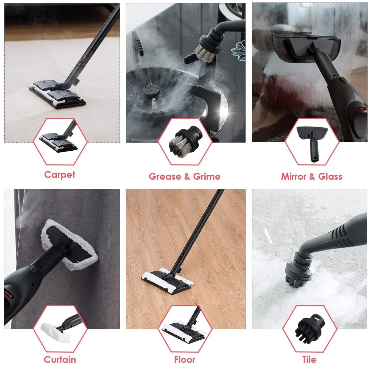 2000W Heavy Duty Steam Cleaner Mop, Detachable Handheld Unit, Red Vacuums & Cleaners at Gallery Canada
