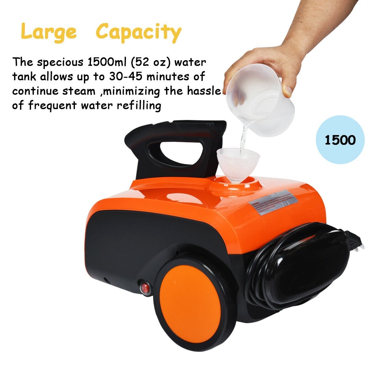 Heavy Duty Household Multipurpose Steam Cleaner with 18 Accessories, Orange