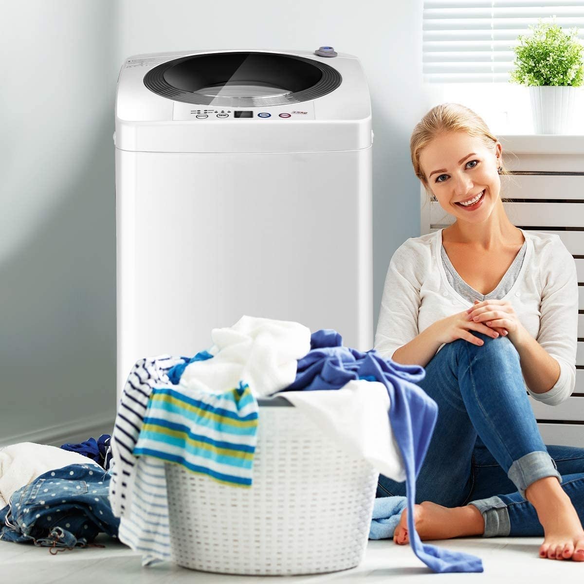 Portable 7.7 lbs Automatic Laundry Washing Machine with Drain Pump, White at Gallery Canada