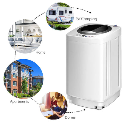 Portable 7.7 lbs Automatic Laundry Washing Machine with Drain Pump, White