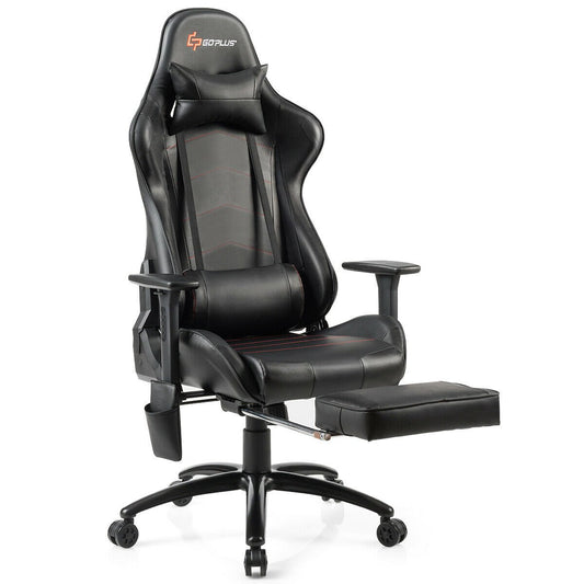 Ergonomic High Back PU Leather Massage Gaming Chair, Black at Gallery Canada
