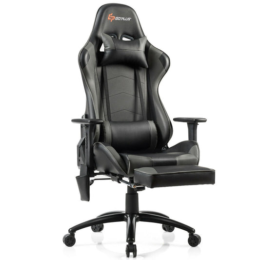 Ergonomic High Back PU Leather Massage Gaming Chair, Gray at Gallery Canada