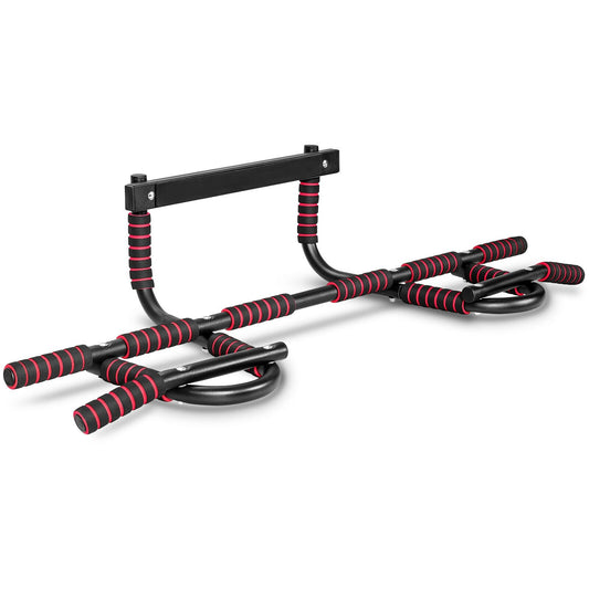 Multi-Purpose Pull Up Bar Doorway Fitness Chin Up Bar, Black & Red - Gallery Canada