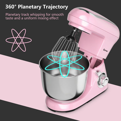 5.3 Qt Stand Kitchen Food Mixer 6 Speed with Dough Hook Beater, Pink at Gallery Canada