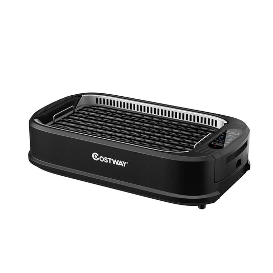 Smokeless Electric Portable BBQ Grill with Turbo Smoke Extractor, Black