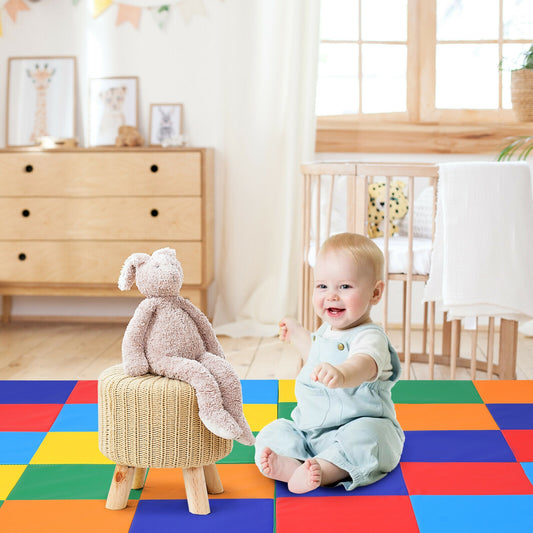 58 Inch Baby Folding Activity Floor Mat, Toddler Foam Play Mat, Multicolor Baby Gyms & Playmats Multicolor at Gallery Canada