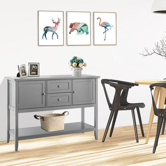 Wooden Sideboard Buffet Console Table with Drawers and Storage, Gray Console Tables Gray at Gallery Canada