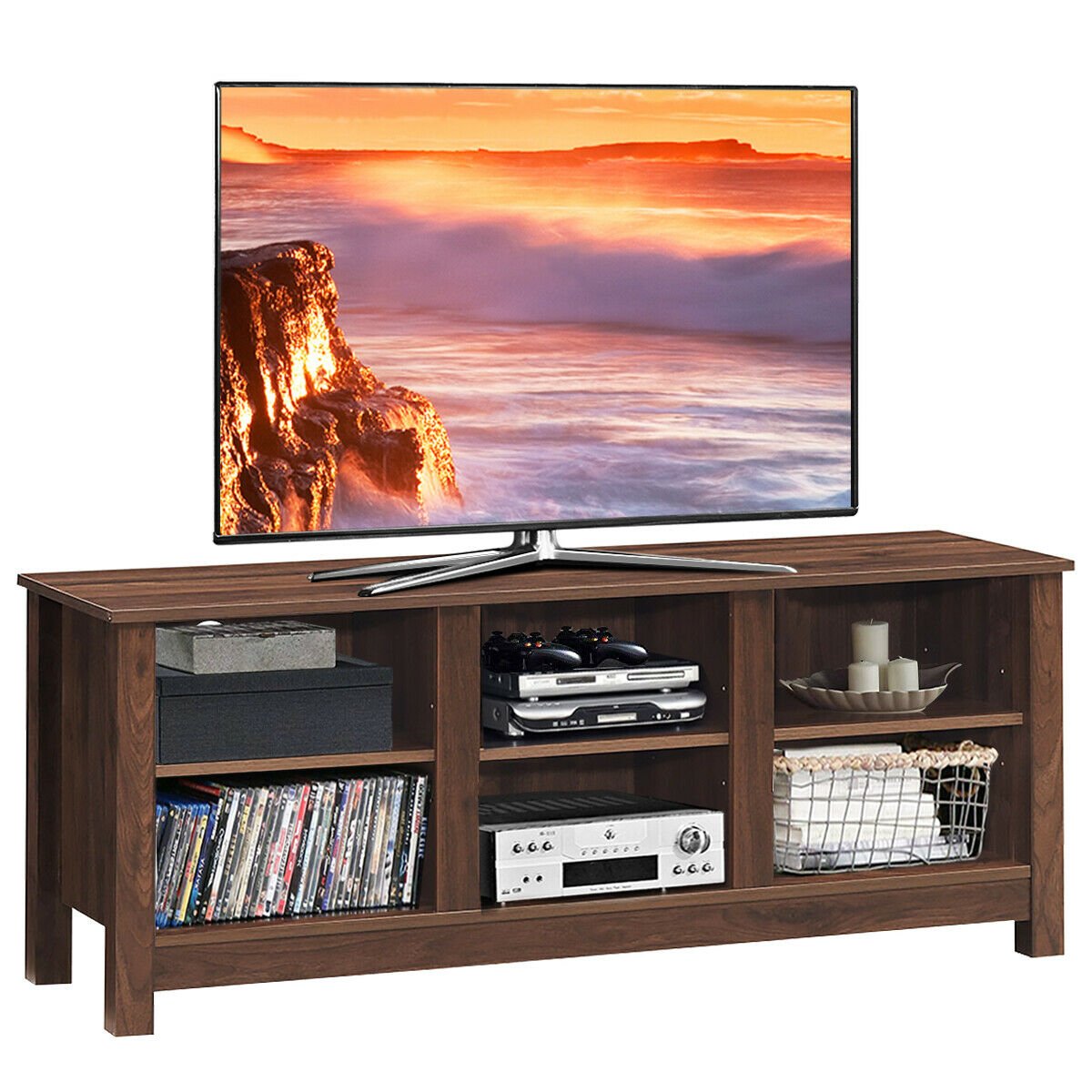 60 Inch  Entertainment TV Stand Cabinet, Brown at Gallery Canada