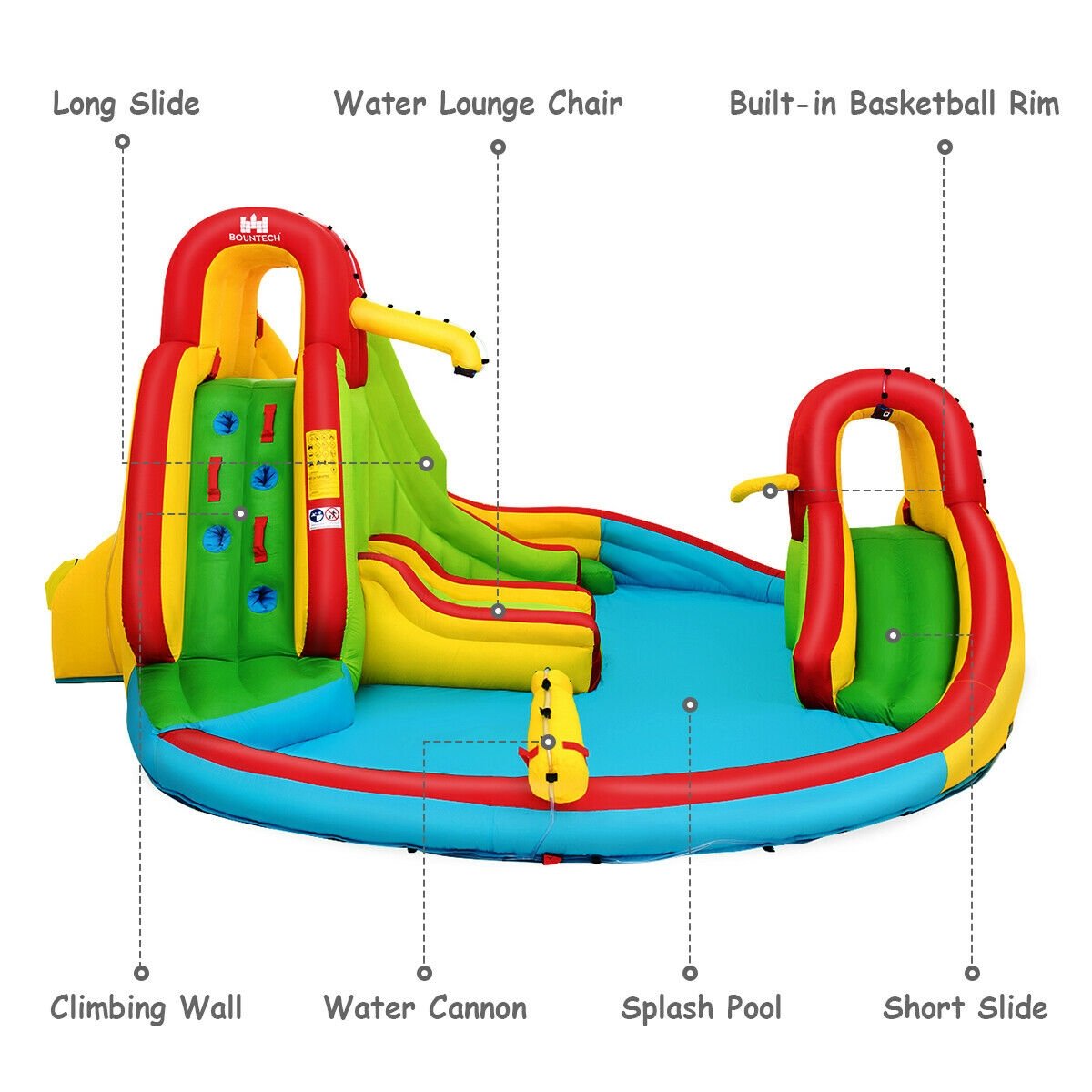 Kid's Inflatable Water Slide Bounce House with Climbing Wall and Pool Without Blower at Gallery Canada