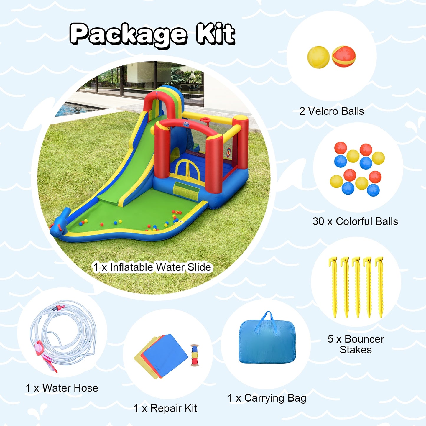 Inflatable Bounce House Slide, Splash Park Pool, Jumping Castle