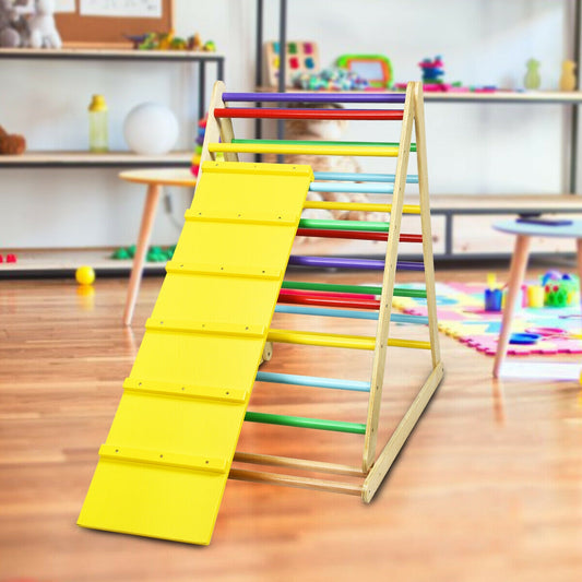 Foldable Wooden Climbing Triangle With Ladder, Multicolor Climbers & Slides Multicolor at Gallery Canada
