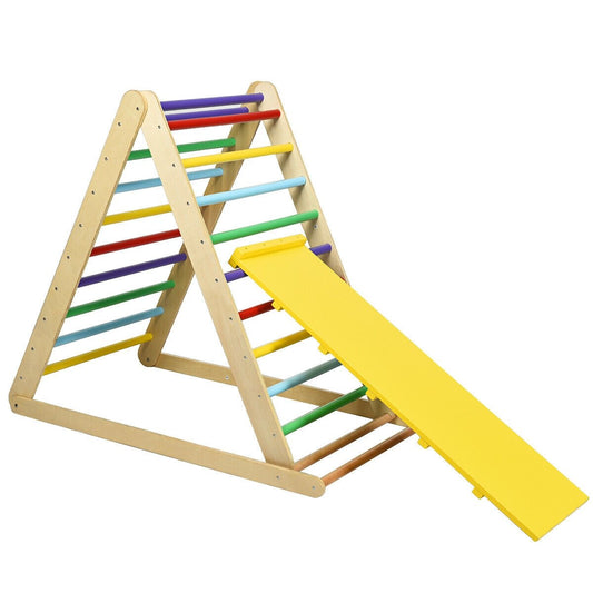 Foldable Wooden Climbing Triangle Indoor with Ladder for Toddler Baby, Multicolor at Gallery Canada