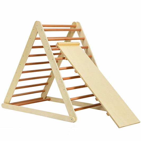 Foldable Wooden Climbing Triangle Indoor with Ladder for Toddler Baby, Natural at Gallery Canada