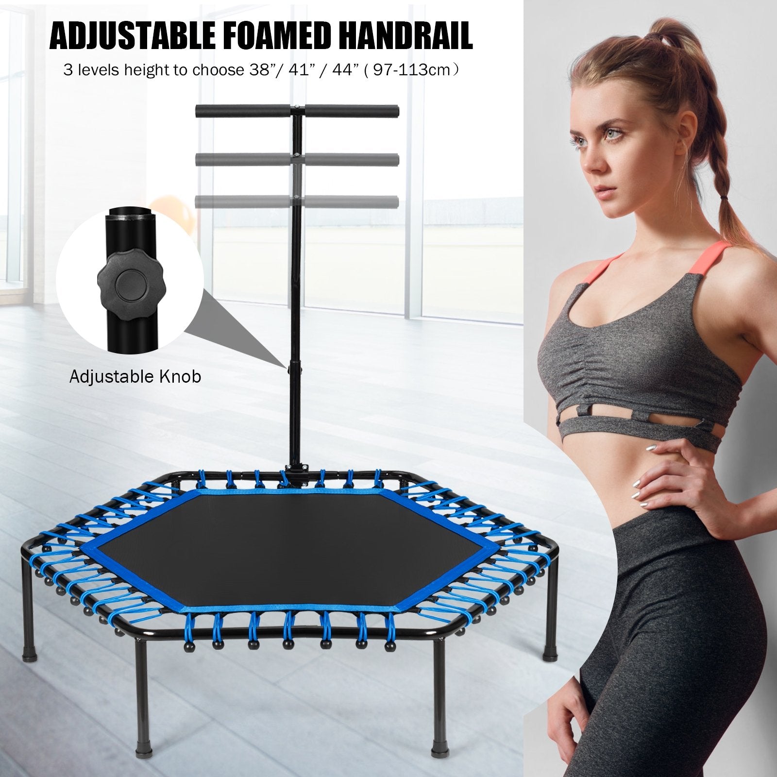 51" Mini Fitness Trampoline with Adjustable Bar at Gallery Canada