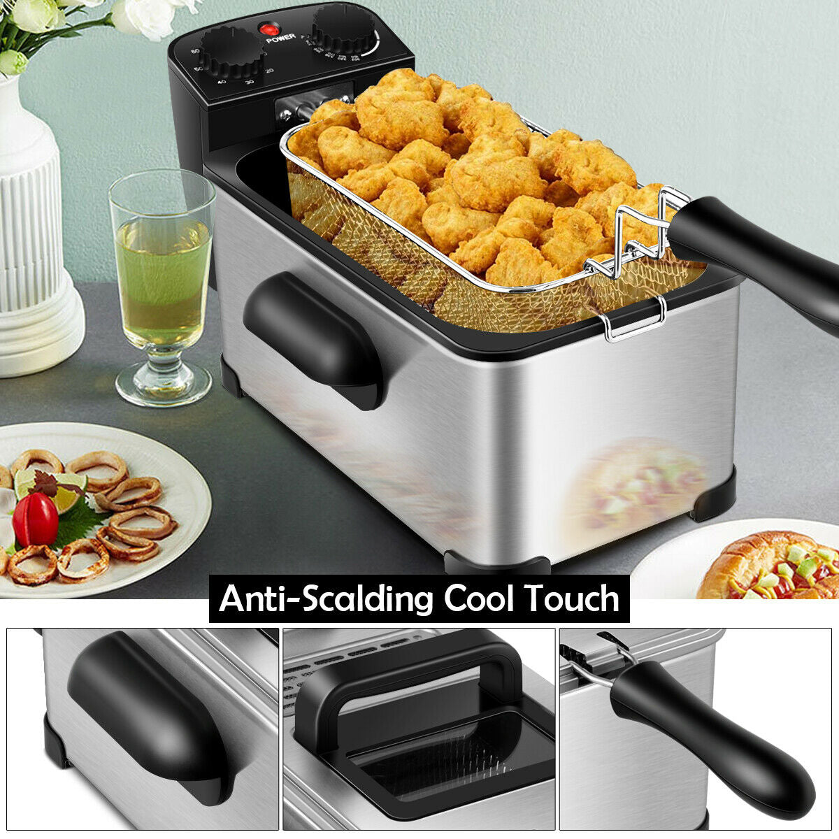 3.2 Quart Electric Stainless Steel Deep Fryer with Timer, Silver Air Fryers at Gallery Canada