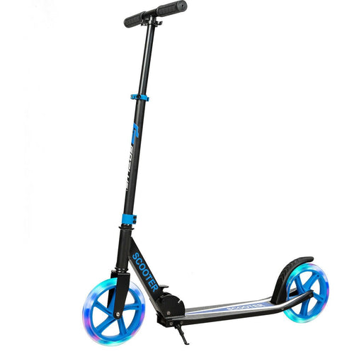 Portable Folding Sports Kick Scooter with LED Wheels, Blue