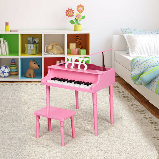 30-Key Kids Grand Piano With Bench, Music Rack, Pink Musical Toys Pink at Gallery Canada