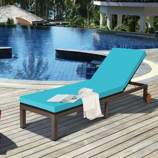 Patio Chaise Lounge Chair Outdoor Rattan Lounger Recliner Chair, Turquoise Outdoor Chaise Lounges Turquoise at Gallery Canada