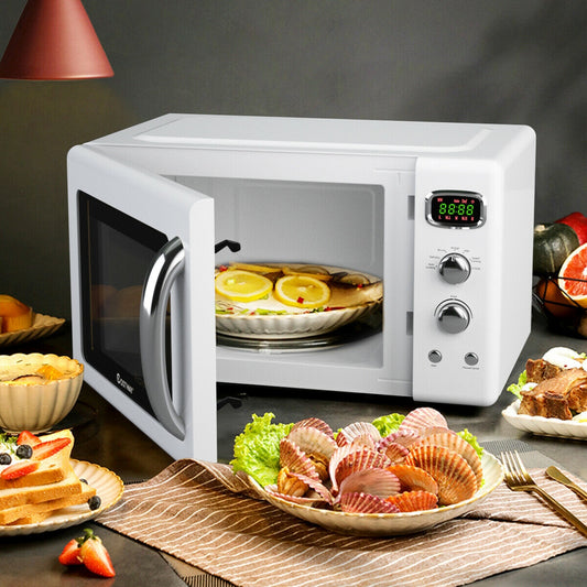 0.9 Cu.ft Retro Countertop Compact Microwave Oven, White Toaster Ovens White at Gallery Canada