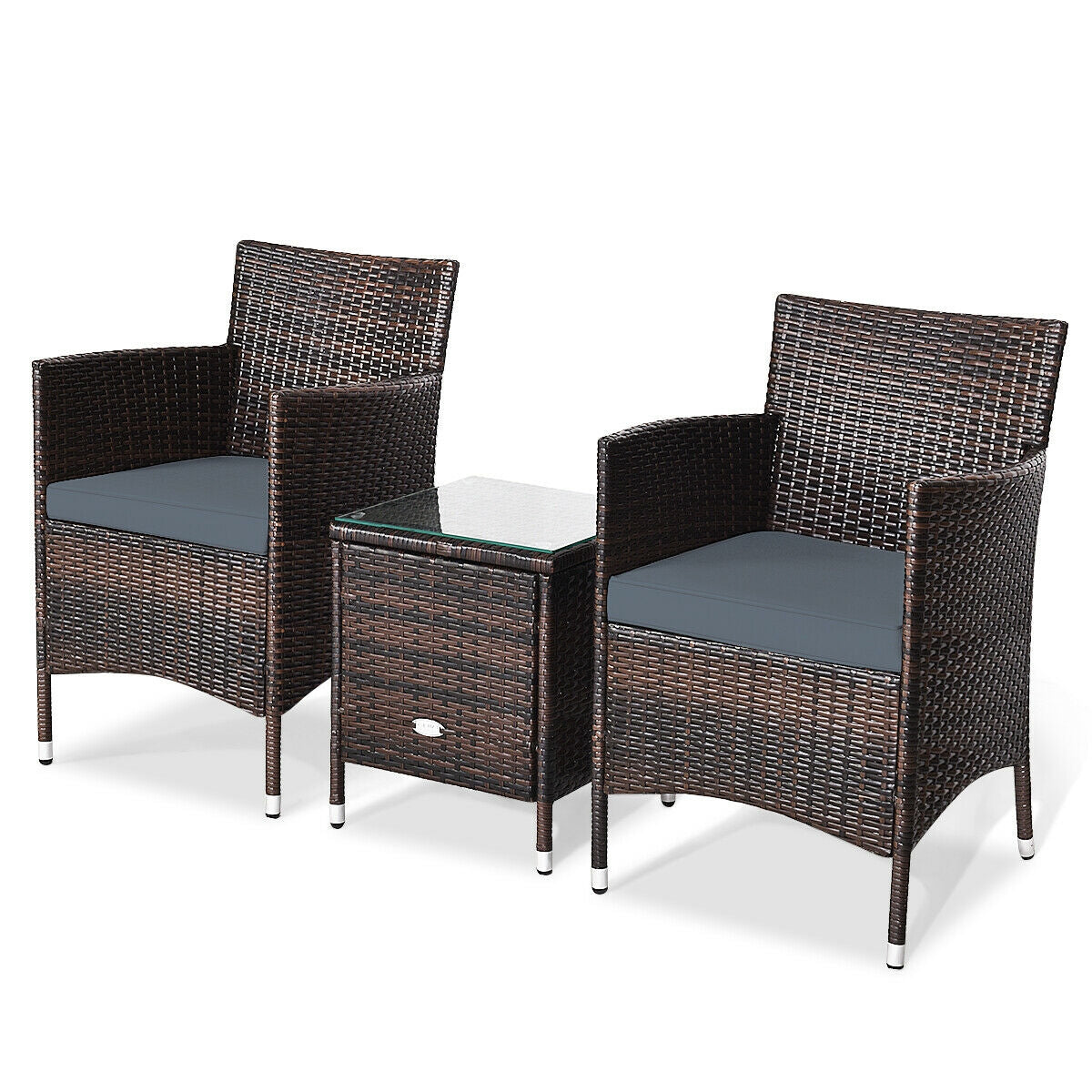 3 Pieces Patio Furniture Set Outdoor Wicker Rattan Set, Gray Patio Conversation Sets at Gallery Canada