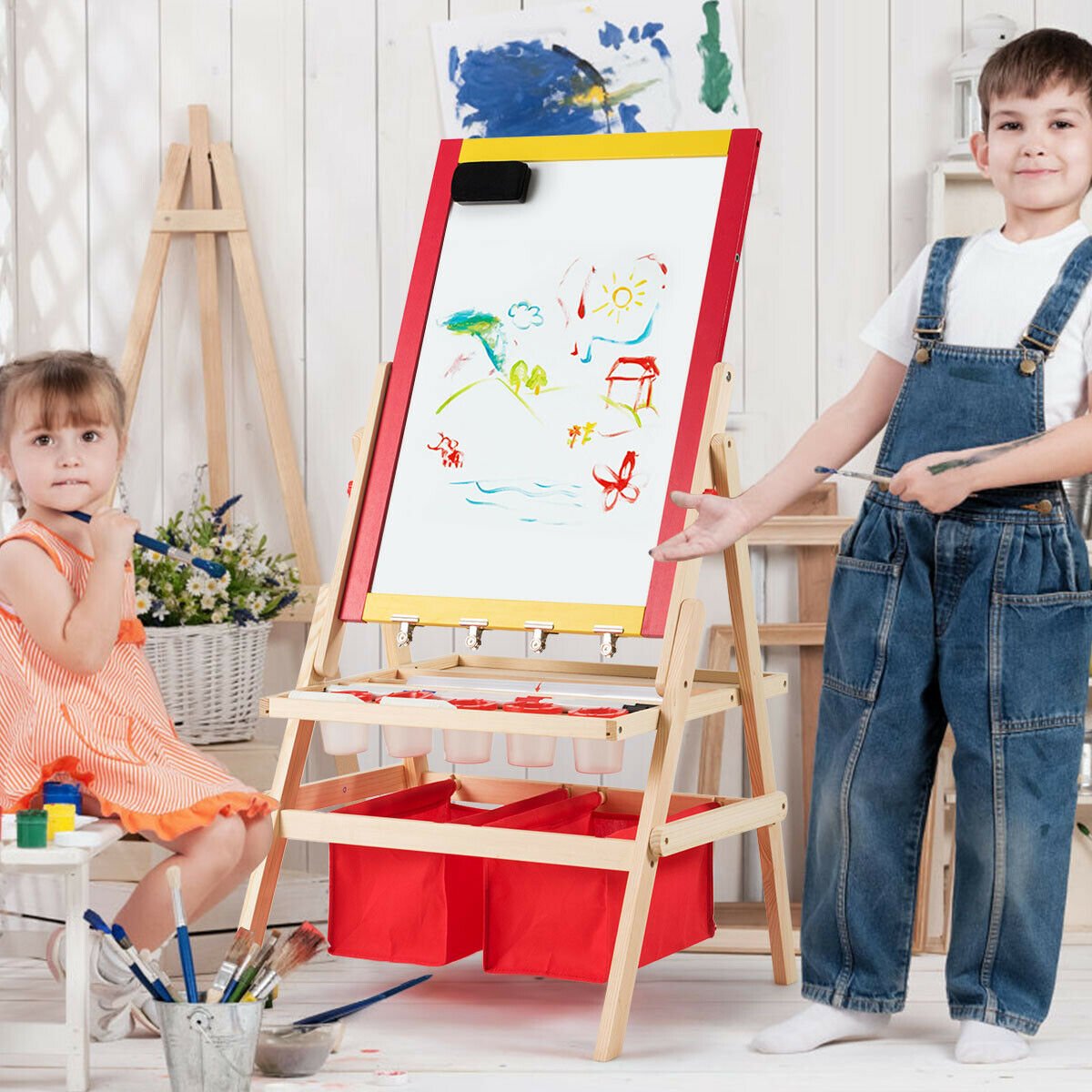 Flip-Over Double-Sided Kids Art Easel, Multicolor