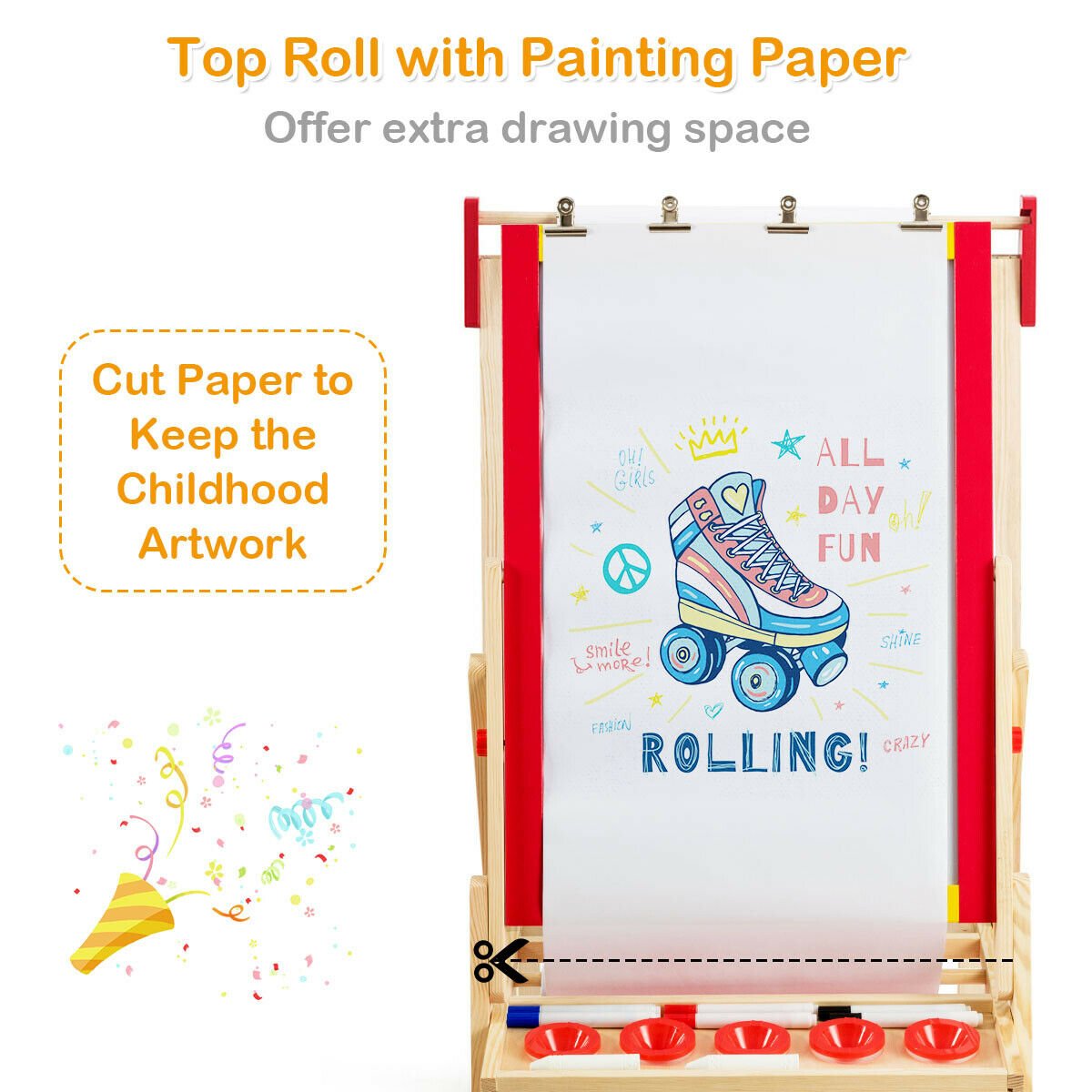 Flip-Over Double-Sided Kids Art Easel, Multicolor