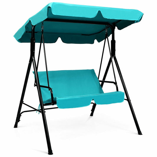 Loveseat Cushioned Patio Steel Frame Swing Glider , Blue at Gallery Canada