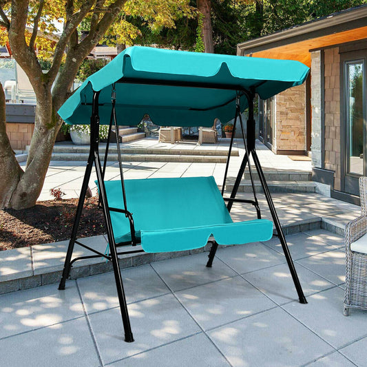 Patio Steel Frame Swing Glider, Blue Porch Swings Blue at Gallery Canada