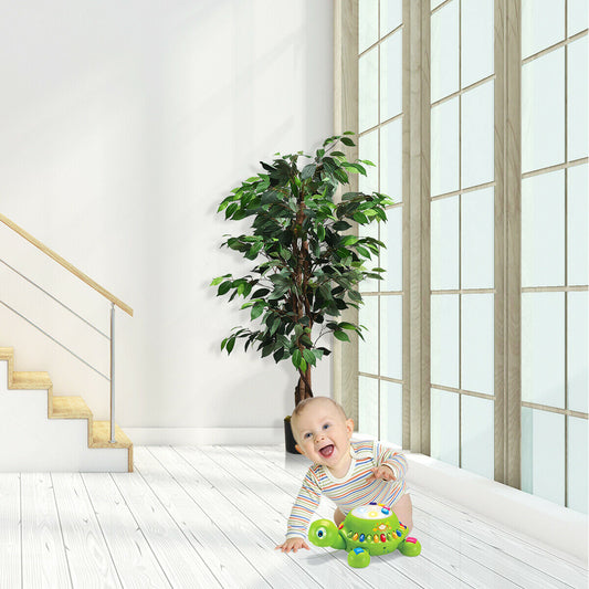 4 Feet Artificial Ficus Silk Tree, Outdoor Trunks, Green Faux Plants Green at Gallery Canada