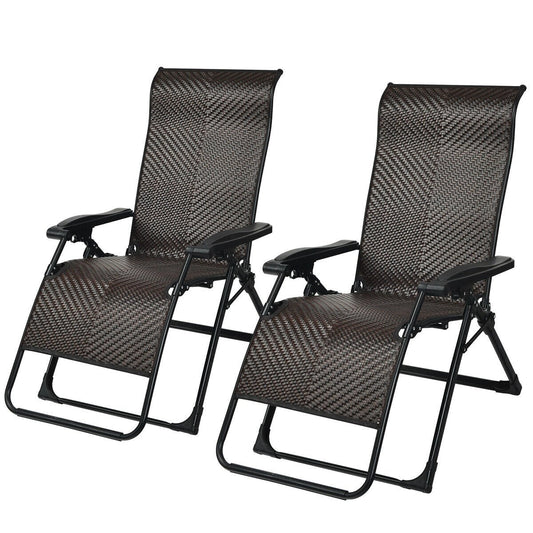 2 Pieces Patio Rattan Zero Gravity Lounge Chair at Gallery Canada