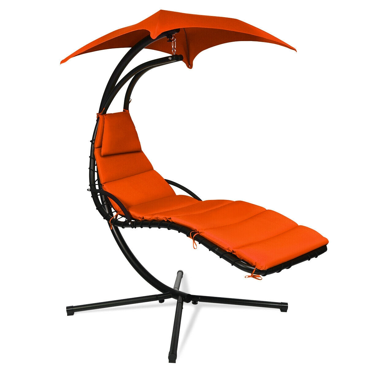 Hanging Chaise Lounger Swing Chair, Orange Outdoor Chaise Lounges at Gallery Canada