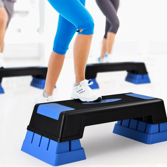 Aerobic Exercise Stepper Trainer with Adjustable Height, Blue