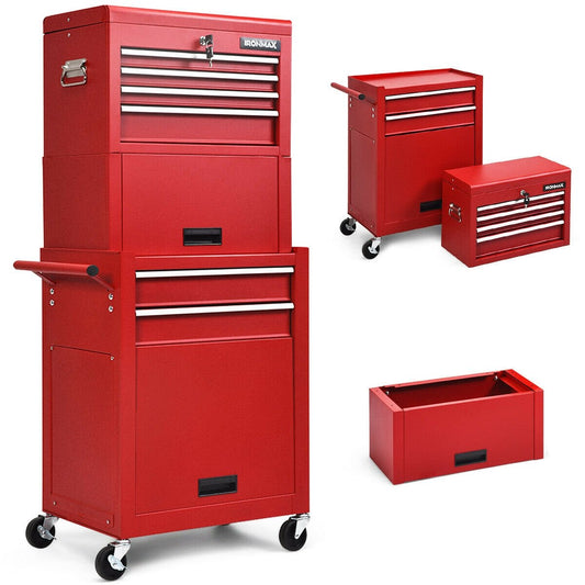 6-Drawer Tool Chest with Heightening Cabinet, Red