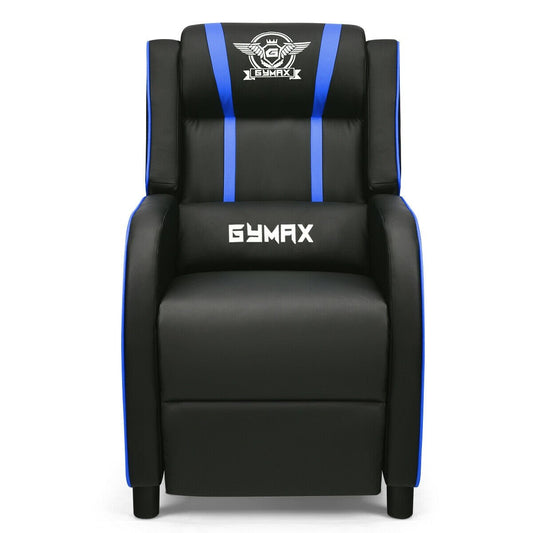 Massage Racing Gaming Single Recliner Chair, Blue at Gallery Canada