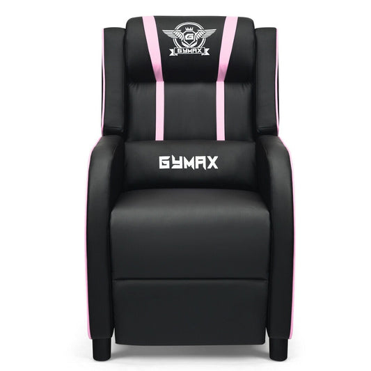 Massage Racing Gaming Single Recliner Chair, Pink at Gallery Canada