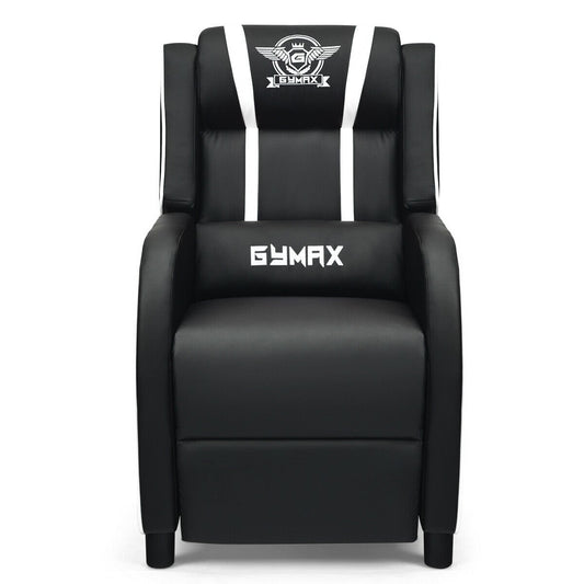 Massage Racing Gaming Single Recliner Chair, White at Gallery Canada