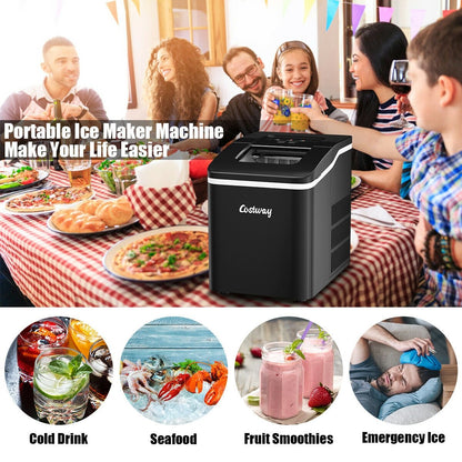 26lbs/24h Portable Countertop Ice Maker Machine with Scoop 9 Ice Cubes Ready in 8 minutes, Black